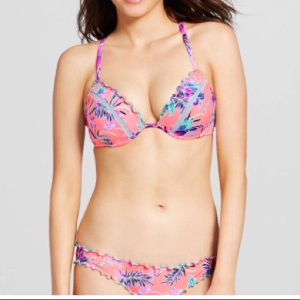 Shade & Shore Coral Floral Bikini Set